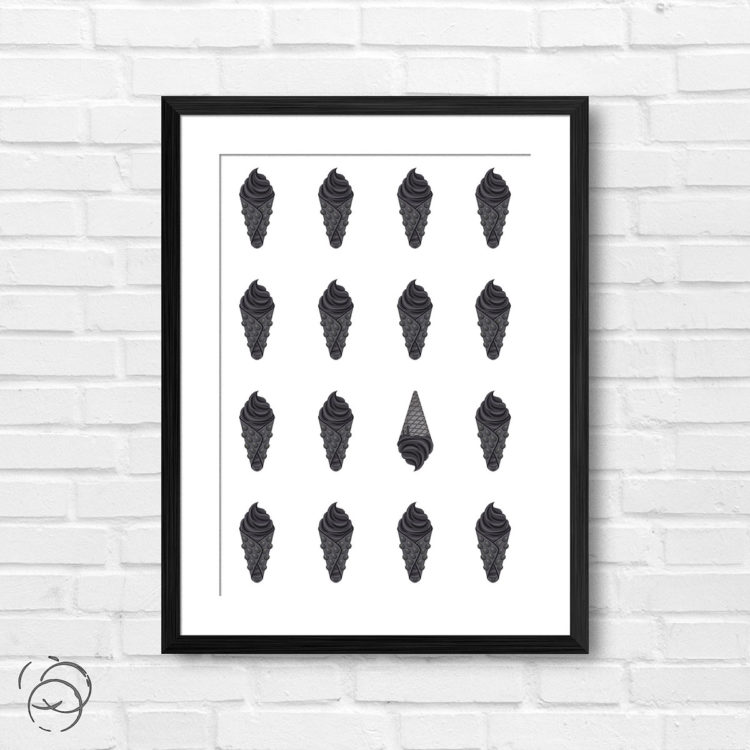 Black Ice Cream Print