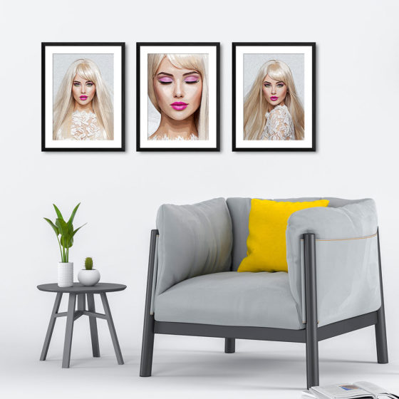 Blonde Fashion Model Oil Painting Trio Prints - Image 4