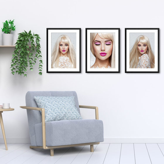 Blonde Fashion Model Oil Painting Trio Prints - Image 5