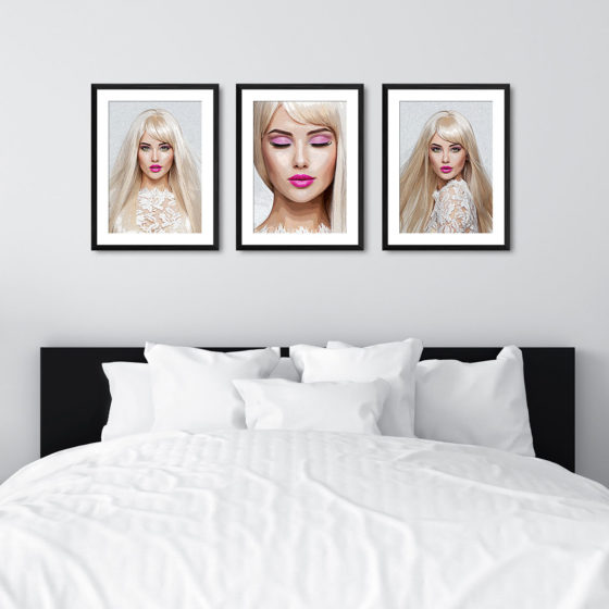 Blonde Fashion Model Oil Painting Trio Prints - Image 6