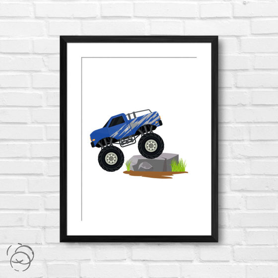 Blue Lightning Monster Truck Print