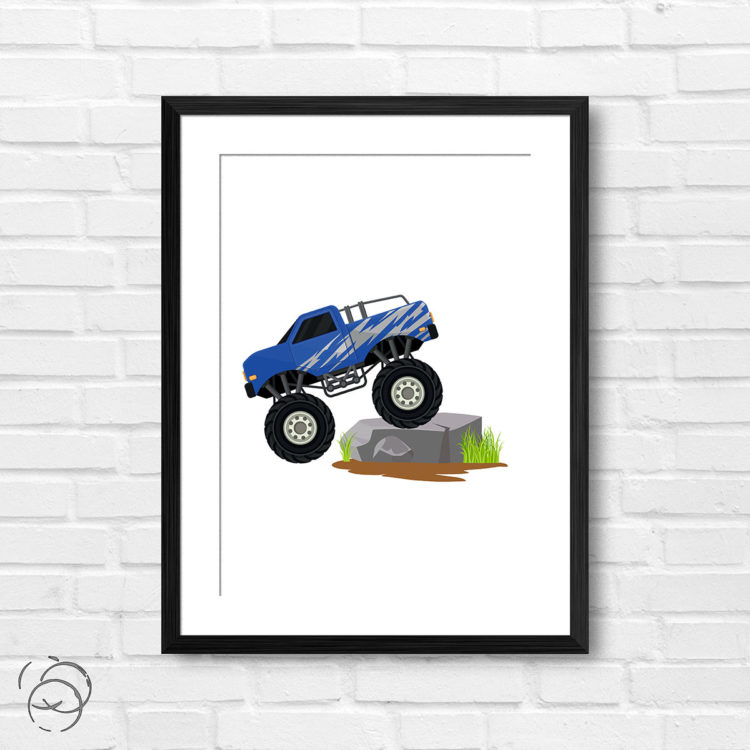 Blue Lightning Monster Truck Print
