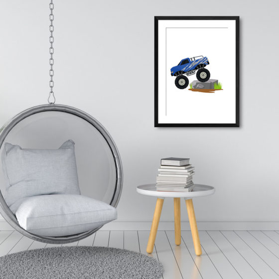 Blue Lightning Monster Truck Print - Image 3