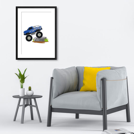 Blue Lightning Monster Truck Print - Image 4