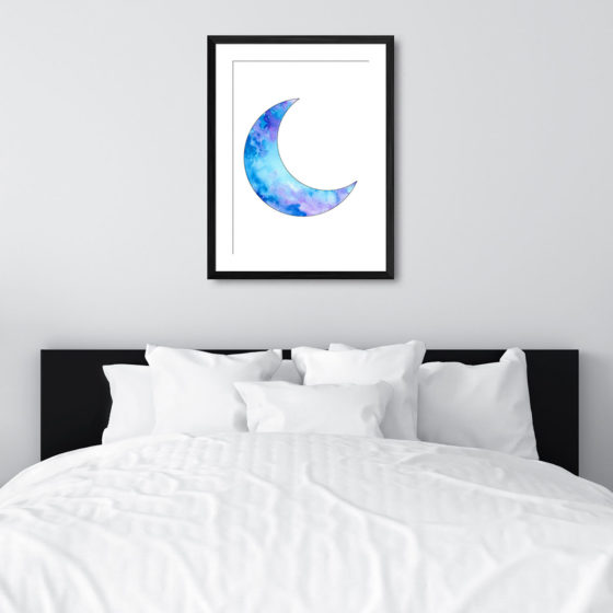 Blue Watercolour Crescent Moon Print - Image 6