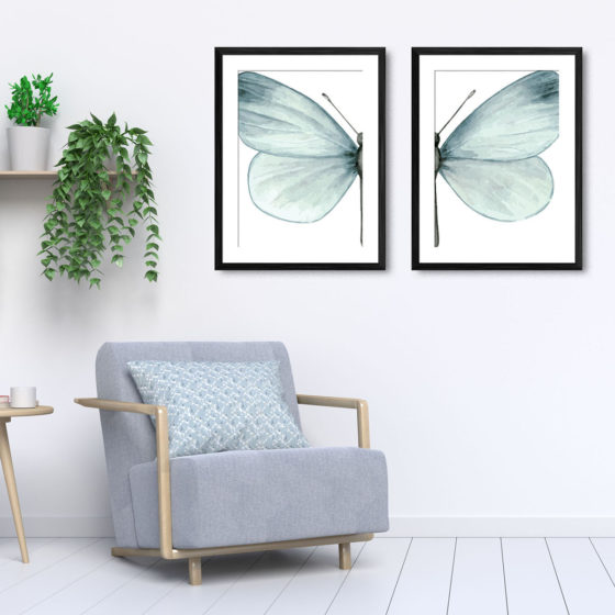Blush Blue Watercolour Butterfly Duo Prints - Image 5