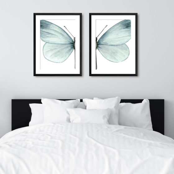 Blush Blue Watercolour Butterfly Duo Prints - Image 6