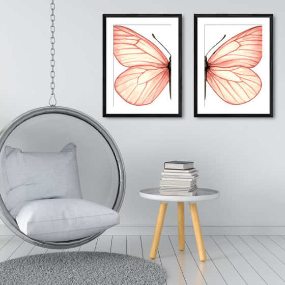 Blush Pink Watercolour Butterfly Duo Prints - Image 3