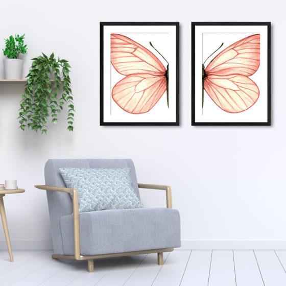 Blush Pink Watercolour Butterfly Duo Prints - Image 5