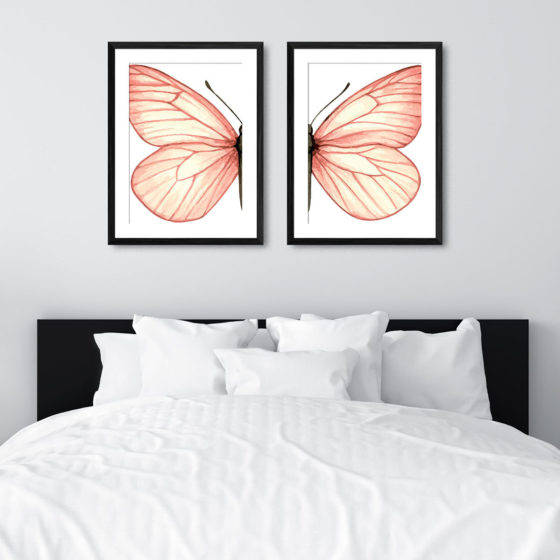 Blush Pink Watercolour Butterfly Duo Prints - Image 6