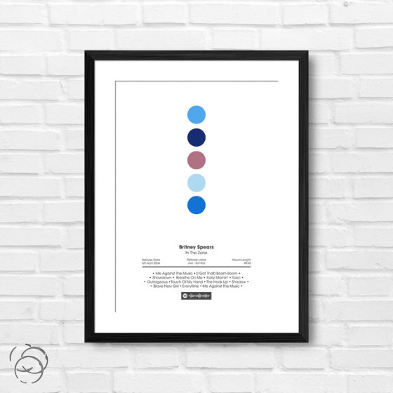 Britney Spears In The Zone Spotify Album Print
