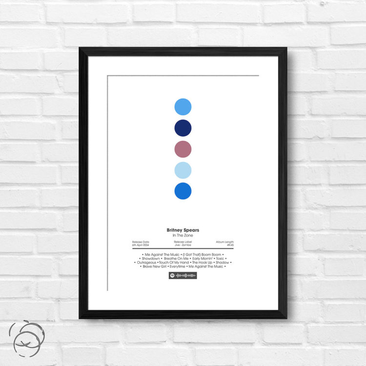 Britney Spears In The Zone Spotify Album Print