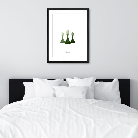 Chess Piece Bishop Green Watercolour Print - Image 6