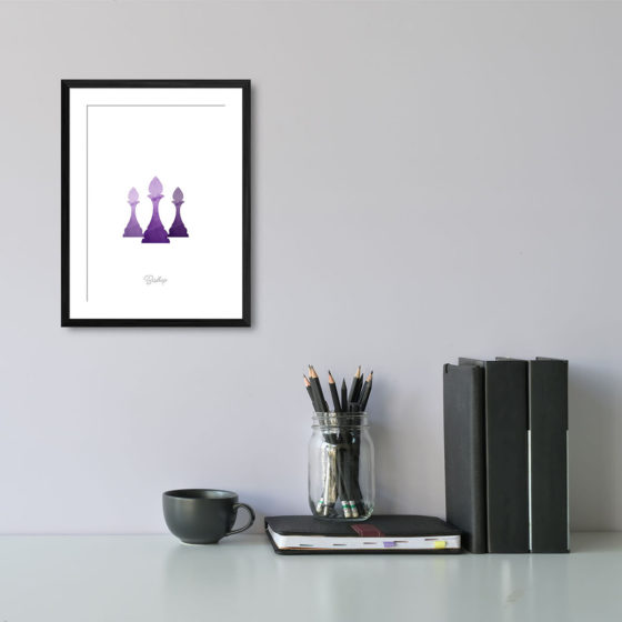 Chess Piece Bishop Purple Watercolour Print - Image 2