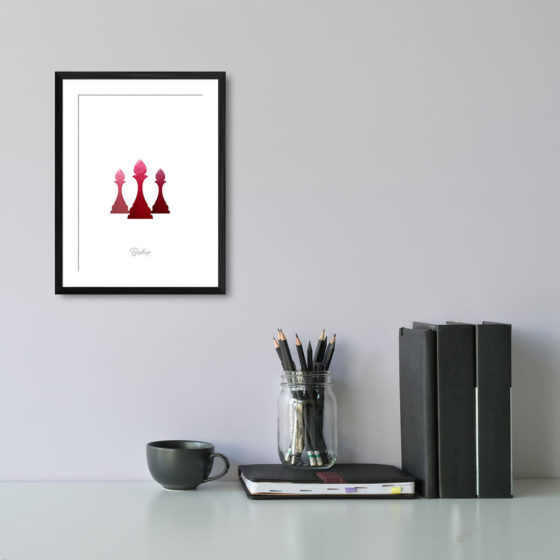 Chess Piece Bishop Red Watercolour Print - Image 2