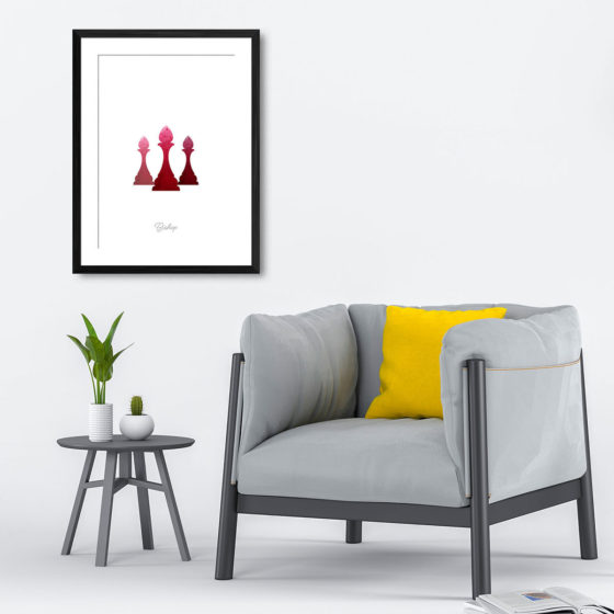 Chess Piece Bishop Red Watercolour Print - Image 4