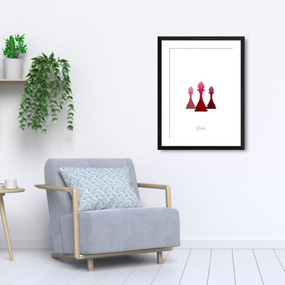 Chess Piece Bishop Red Watercolour Print - Image 5