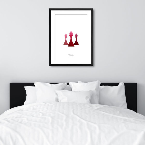 Chess Piece Bishop Red Watercolour Print - Image 6