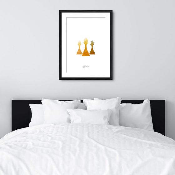 Chess Piece Bishop Yellow Watercolour Print - Image 6