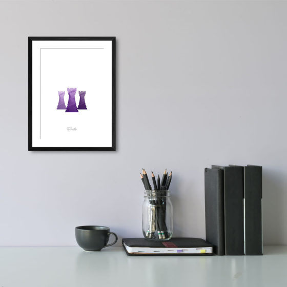 Chess Piece Castle Purple Watercolour Print - Image 2