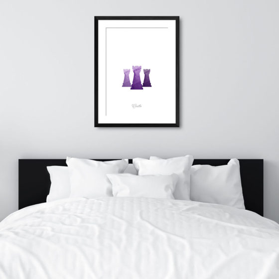 Chess Piece Castle Purple Watercolour Print - Image 6