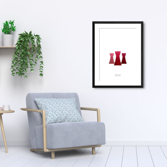 Chess Piece Castle Red Watercolour Print - Image 5