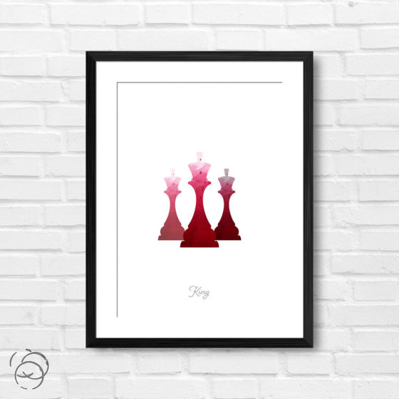 Chess Piece King Red Watercolour Print