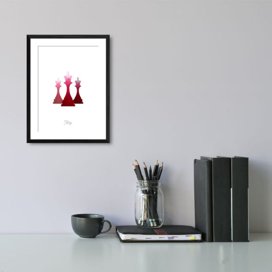 Chess Piece King Red Watercolour Print - Image 2