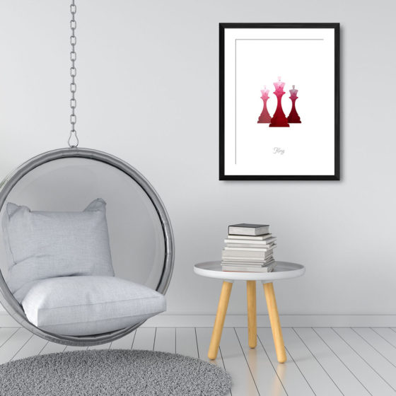 Chess Piece King Red Watercolour Print - Image 3
