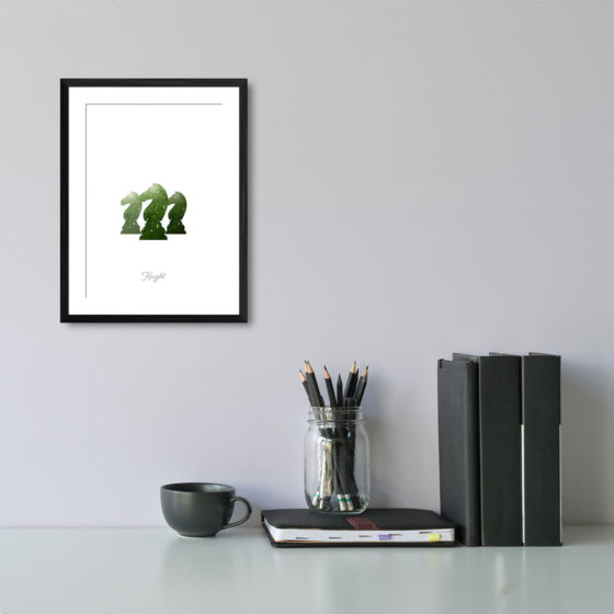 Chess Piece Knight Green Watercolour Print - Image 2