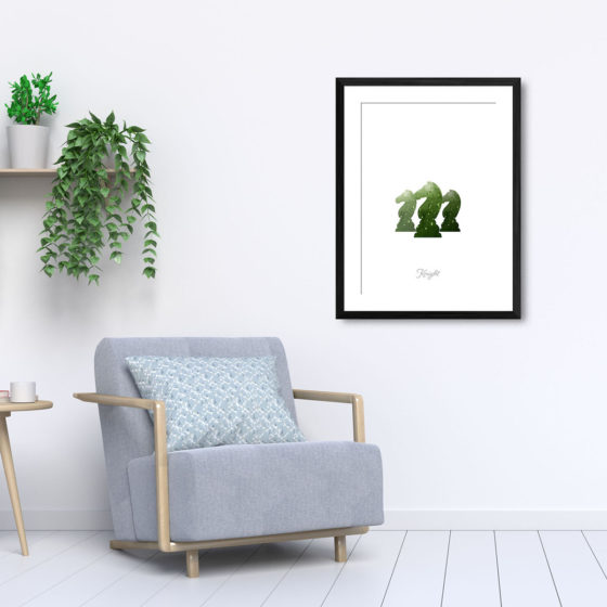 Chess Piece Knight Green Watercolour Print - Image 5
