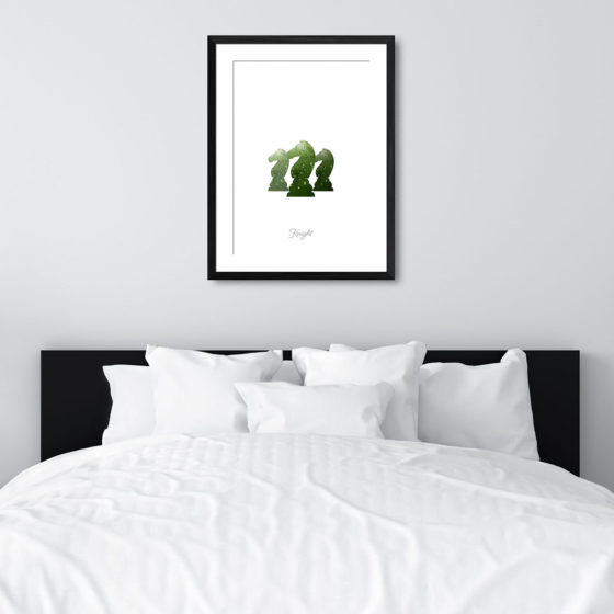 Chess Piece Knight Green Watercolour Print - Image 6