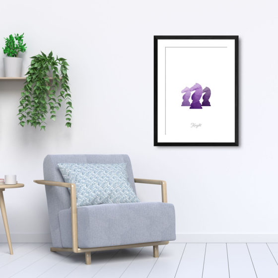Chess Piece Knight Purple Watercolour Print - Image 5