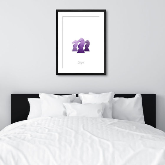 Chess Piece Knight Purple Watercolour Print - Image 6
