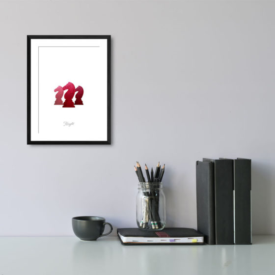 Chess Piece Knight Red Watercolour Print - Image 2