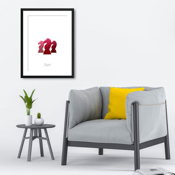 Chess Piece Knight Red Watercolour Print - Image 4