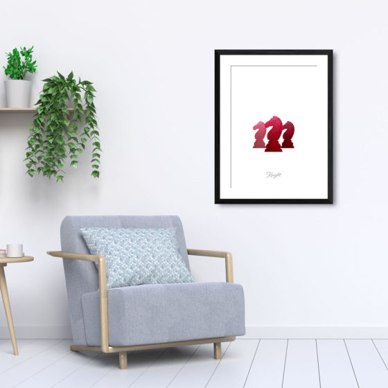 Chess Piece Knight Red Watercolour Print - Image 5