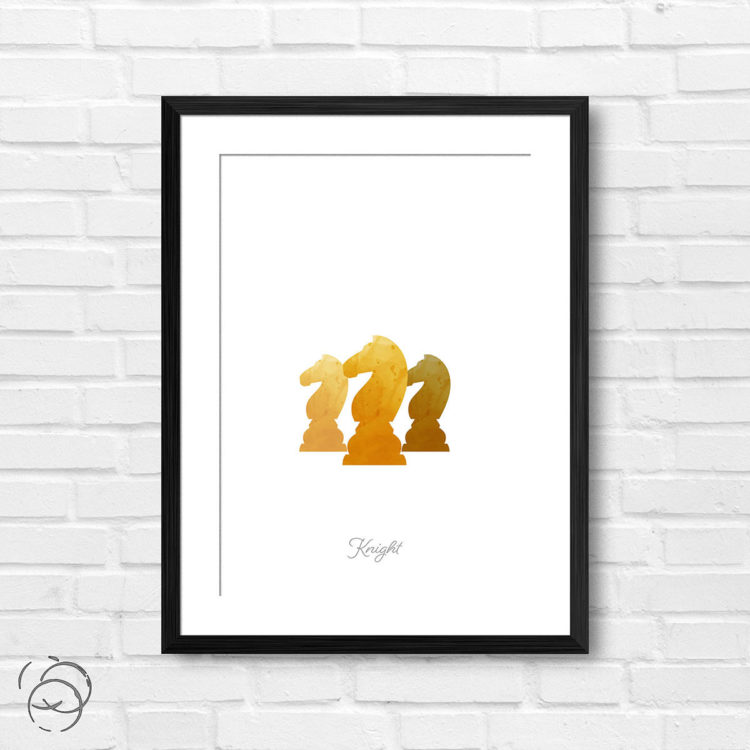 Chess Piece Knight Yellow Watercolour Print