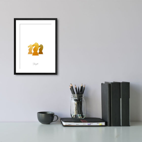 Chess Piece Knight Yellow Watercolour Print - Image 2