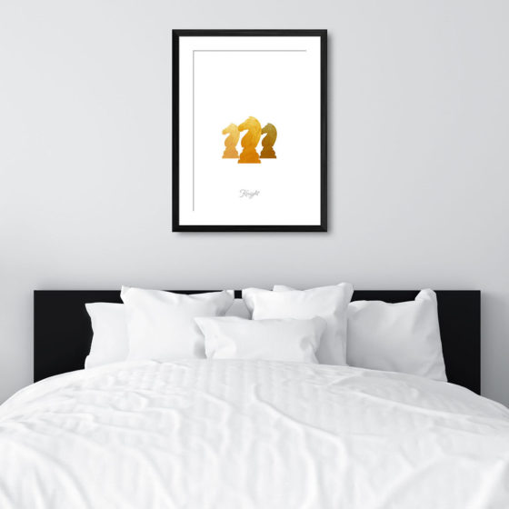 Chess Piece Knight Yellow Watercolour Print - Image 6