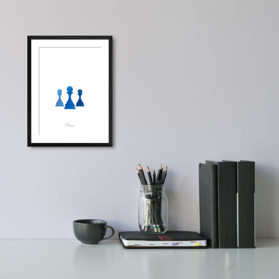 Chess Piece Pawn Blue Watercolour Print - Image 2
