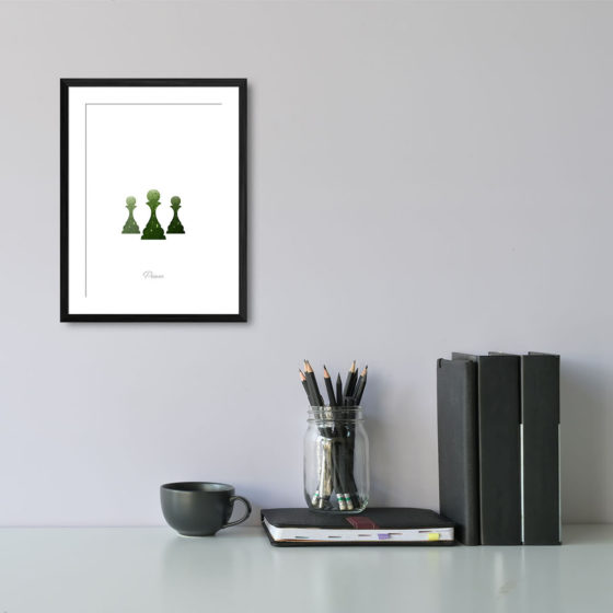 Chess Piece Pawn Green Watercolour Print - Image 2