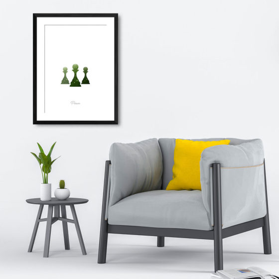 Chess Piece Pawn Green Watercolour Print - Image 4