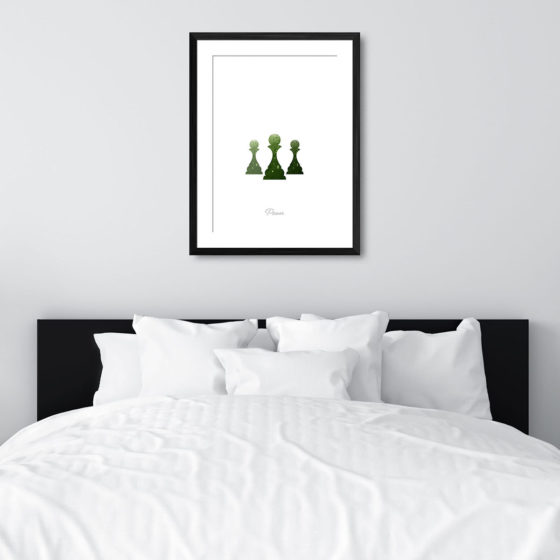Chess Piece Pawn Green Watercolour Print - Image 6