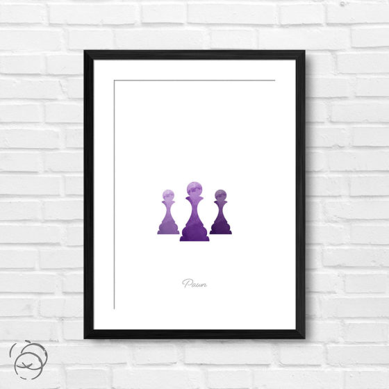 Chess Piece Pawn Purple Watercolour Print