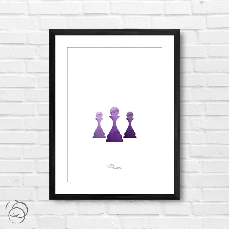 Chess Piece Pawn Purple Watercolour Print
