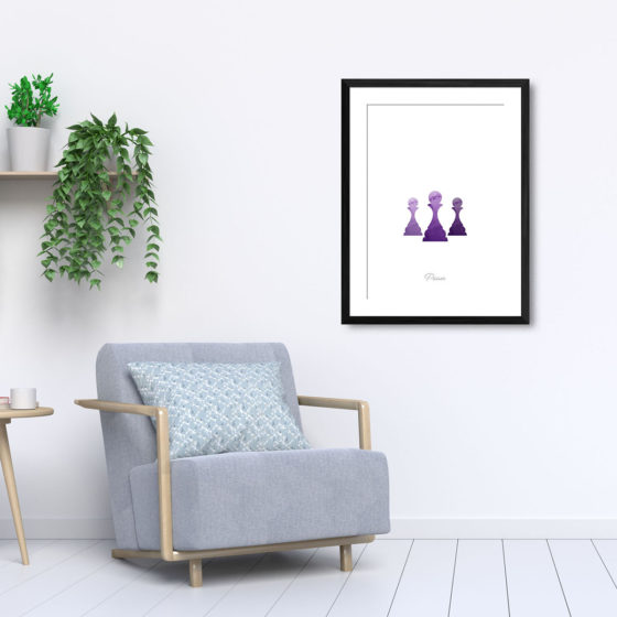 Chess Piece Pawn Purple Watercolour Print - Image 5