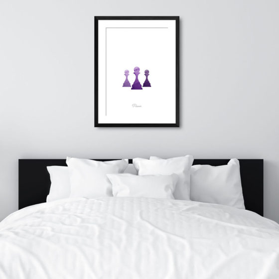 Chess Piece Pawn Purple Watercolour Print - Image 6