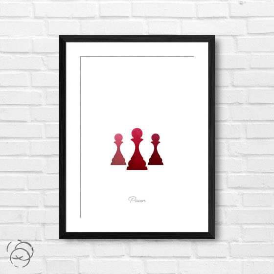 Chess Piece Pawn Red Watercolour Print