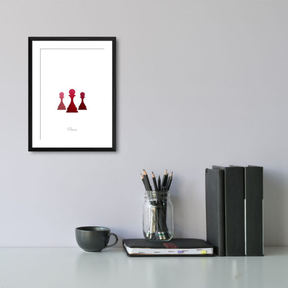 Chess Piece Pawn Red Watercolour Print - Image 2